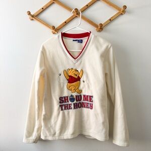 Vintage Pooh fleece v-neck pullover S